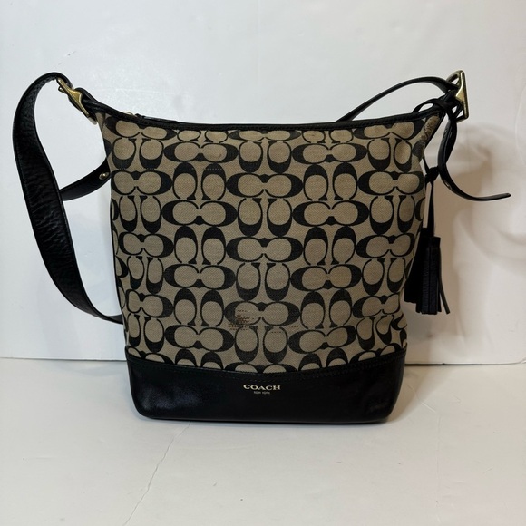 Coach Bleecker Black Legacy Duffle in Printed Signature C Logo Fabric Purse Bag - Picture 1 of 16